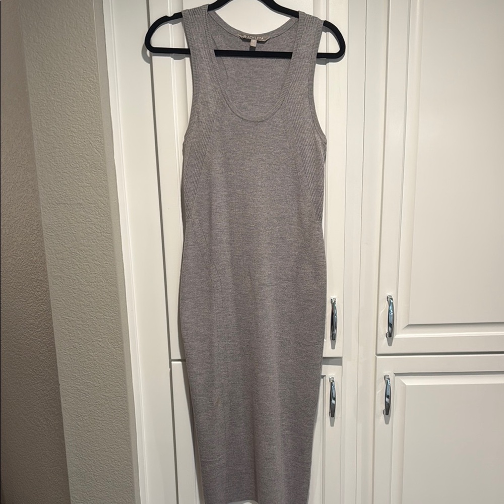 Athleta Gray Merino wool knit Midi Dress Scoop Neck Sleeveless
